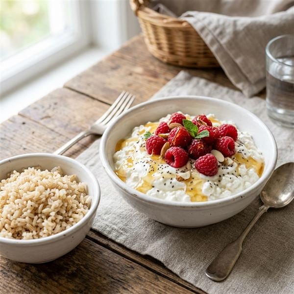 Anabolic Greek Yogurt & Cottage Cheese with Fluffy Brown Rice & Hass