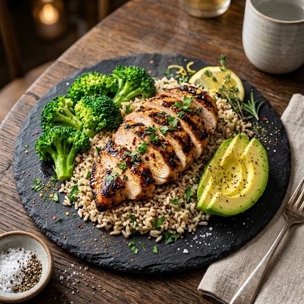 Fit Fuel Grilled Chicken Breast with Fluffy Brown Rice & Hass