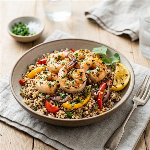 Keto Clean Jumbo Garlic Shrimp with Crispy Rice Cakes & Hass