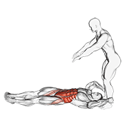 Assisted Lying Leg Raise With Lateral Throw Down exercise animation