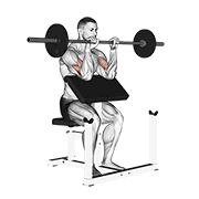 Barbell Reverse Preacher Curl exercise animation