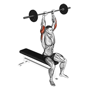 Barbell Seated Overhead Triceps Extension exercise animation