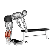 Donkey Calf Raise form demonstration - targeted for Calves Lower Legs workouts