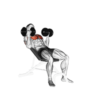 Dumbbell Incline Palm-In Press form demonstration - targeted for Pectorals Chest workouts