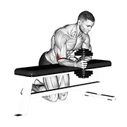 Dumbbell Over Bench One Arm Neutral Wrist Curl exercise animation