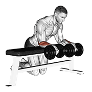 Dumbbell Over Bench Wrist Curl form demonstration - targeted for Forearms Lower Arms workouts