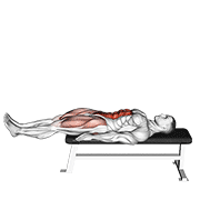 Lying Leg Raise Flat Bench form demonstration - targeted for Abs Waist workouts