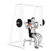 Smith Behind Neck Press form demonstration - targeted for Delts Shoulders workouts