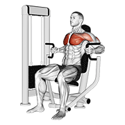 Machine Inner Chest Press form demonstration - targeted for Pectorals Chest workouts