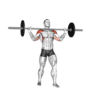 Barbell Standing Wide Military Press exercise animation