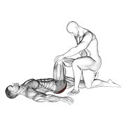 Assisted Lying Glutes Stretch exercise animation