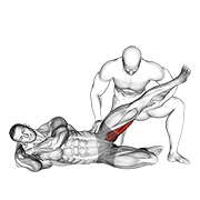 Assisted Side Lying Adductor Stretch exercise animation