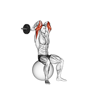 EZ Bar French Press On Exercise Ball form demonstration - targeted for Triceps Upper Arms workouts
