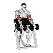 Dumbbell Zottman Preacher Curl form demonstration - targeted for Biceps Upper Arms workouts