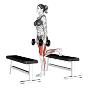 Dumbbell Step-Up Lunge exercise animation