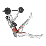 Barbell Sitted Alternate Leg Raise (female) exercise animation