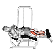 Lever Lying Two-One Leg Curl form demonstration - targeted for Hamstrings Upper Legs workouts