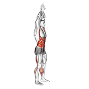 Hands Reversed Clasped Circular Toe Touch (male) form demonstration - targeted for Glutes Upper Legs workouts