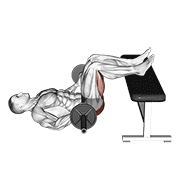 Barbell Glute Bridge Two Legs On Bench (male) exercise animation